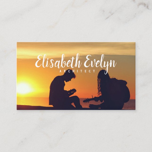 musicians guitars music business card (Front)