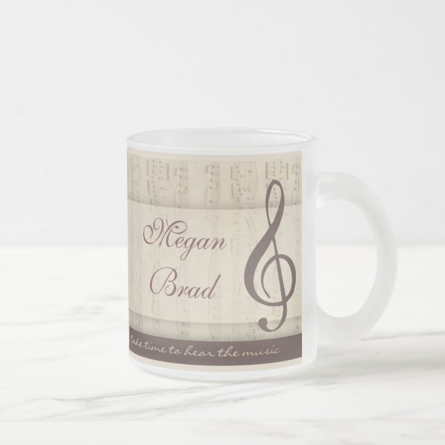 Musicians in love frosted glass coffee mug (Right)