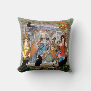 Musicians in old Amsterdam during Christmas Throw Pillow