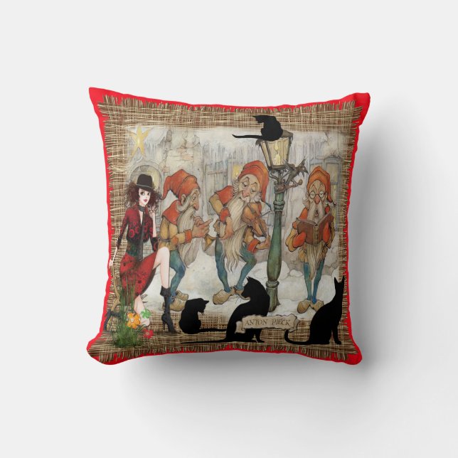 Musicians in old Amsterdam during Christmas Throw Pillow (Front)
