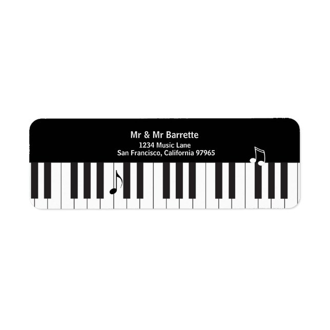 Musicians Piano Keys Return Address Label (Front)