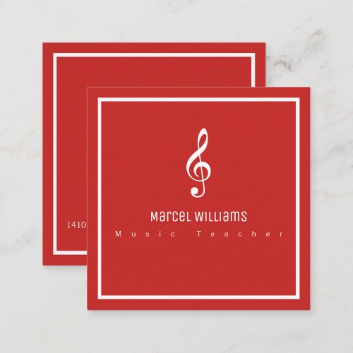 musicians red business card with musical note