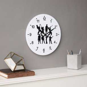 Musicians Silhouette of Musicians Wall Large Clock