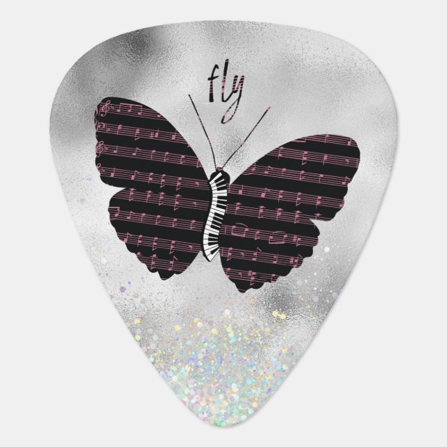 Musicians, Singers, Piano Player Butterfly Guitar Pick (Front)