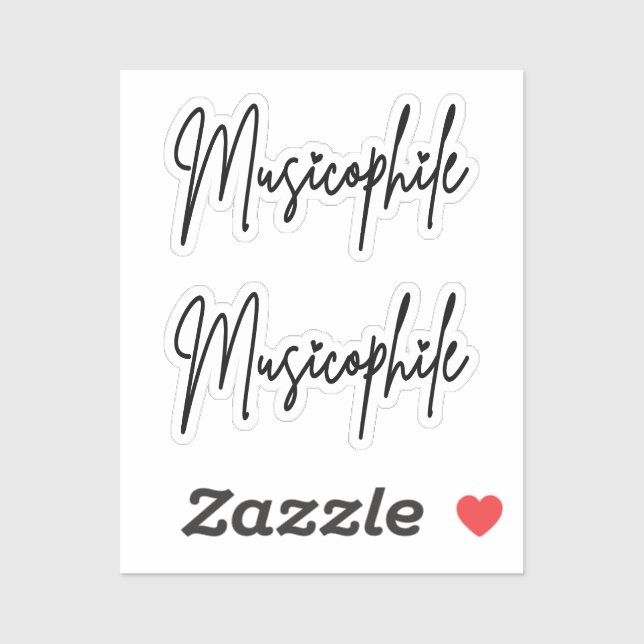 Musicophile Typo with Love Hearts Custom-Cut Vinyl Sticker (Sheet)