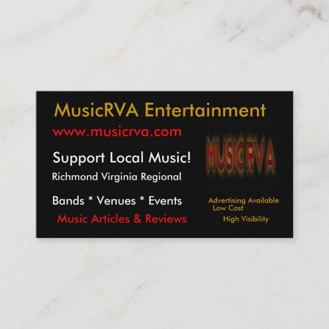 MusicRVA  Business Cards (Front)