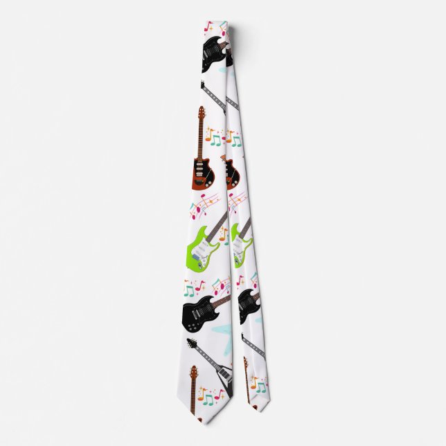 Musikliebhaber aufgepasst Trendige Gitarren& Noten Neck Tie (Front)