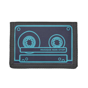 musique non stop cassette tape tri-fold wallet