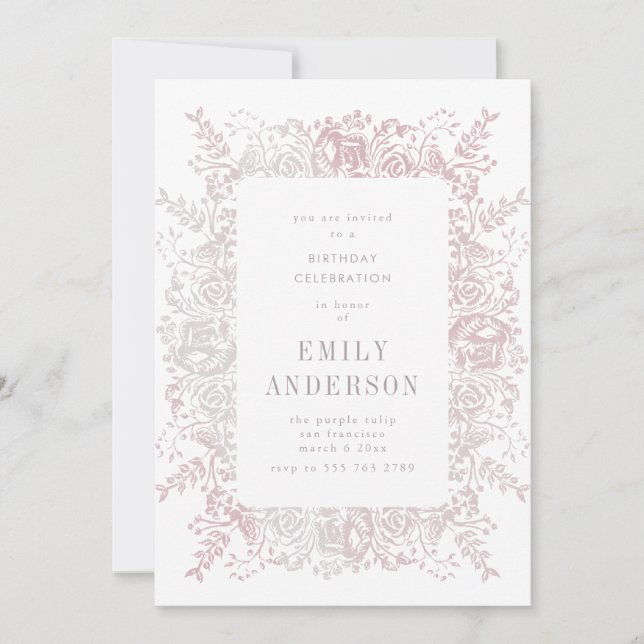 Musk Pink Floral Birthday Invitation (Front)
