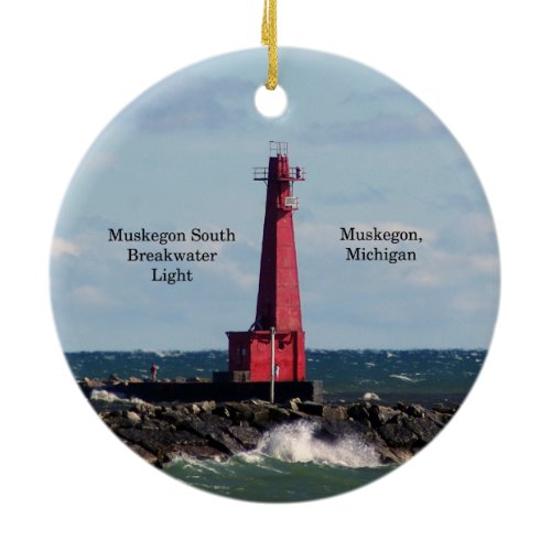 Muskegon Entrance Lights double sided ornament