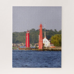 Muskegon Entrance Lights Jigsaw Puzzle
