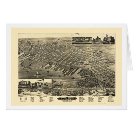 Muskegon, MI Panoramic Map - 1889 Cards (Front Horizontal)