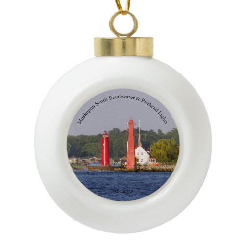 Muskegon South Bkw &amp; Pierhead Lights ornament