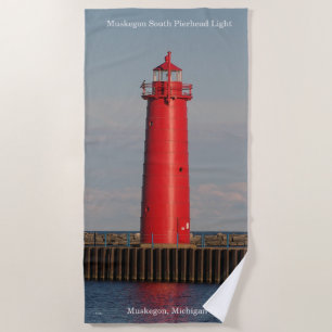Muskegon South Pierhead Light beach towel