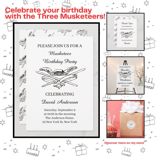 Musketeer Hero Birthday Party Customizable Invitation