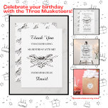 Musketeer Hero Birthday Party Customizable Thank You Card<br><div class="desc">Celebrate your birthday with the three musketeers! Thank your guests for celebrating your musketeer birthday with this customizable thank you card! "The Three Musketeers" by Alexandre Dumas is a historical novel which tells the story of four heros and friends: d'Artagnan, Athos, Aramis and Porthos. They shared the motto "All for...</div>