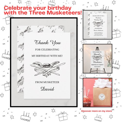 Musketeer Hero Birthday Party Customizable Thank You Card