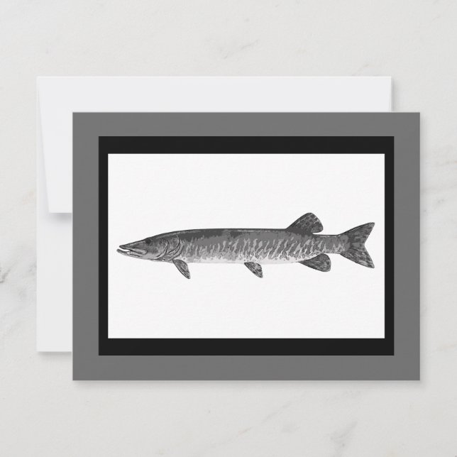 Muskie Fishing art Invitation (Front)