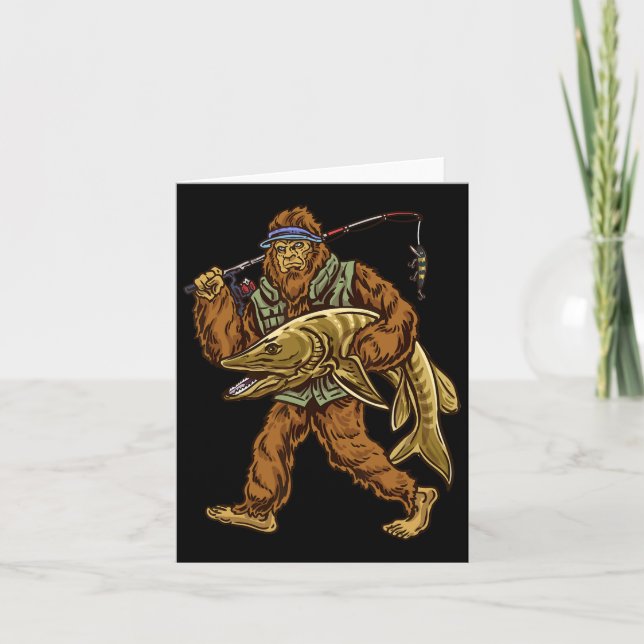 Muskie Fishing Bigfoot Musky Hunting Fishermen  Card (Front)