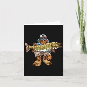 Muskie Fishing Bigfoot Musky Hunting Fishermen  Card
