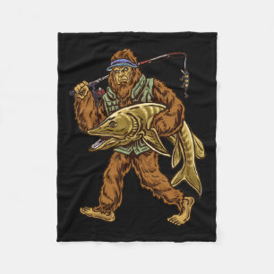 Muskie Fishing Bigfoot Musky Hunting Fishermen  Fleece Blanket