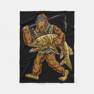 Muskie Fishing Bigfoot Musky Hunting Fishermen Fleece Blanket