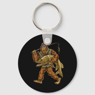 Muskie Fishing Bigfoot Musky Hunting Fishermen Keychain