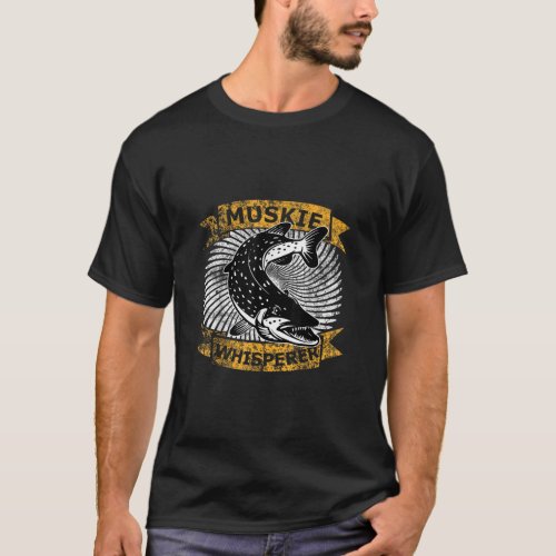 Muskie Fishing Gifts for Men Funny Fish Angler Quo T_Shirt