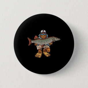 Muskie Fishing Tiger Musky Hunting Bigfoot Fisherm Button
