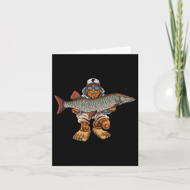 Muskie Fishing Tiger Musky Hunting Bigfoot Fisherm Card (Front)