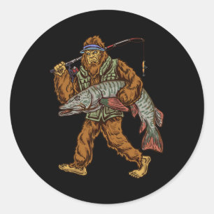 Muskie Fishing Tiger Musky Hunting Bigfoot Fisherm Classic Round Sticker
