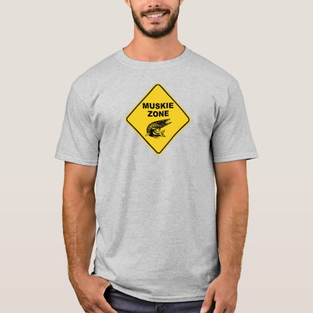 Muskie Fishing Zone Sign T-Shirt (Front)