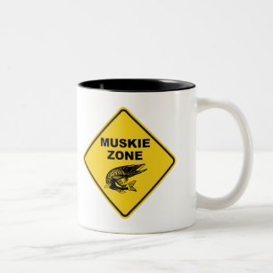 Muskie Fishing Zone Sign Two-Tone Coffee Mug