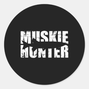 Muskie Hunter Fishing Classic Round Sticker