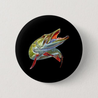Muskie Hunter Musky Fisherman Lure Fly Fishing Button