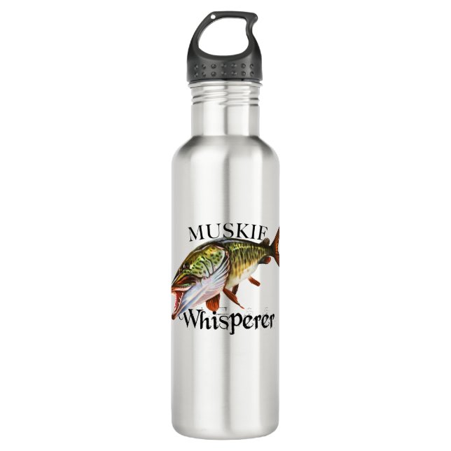 Muskie Whisperer Stainless Steel Water Bottle (Front)