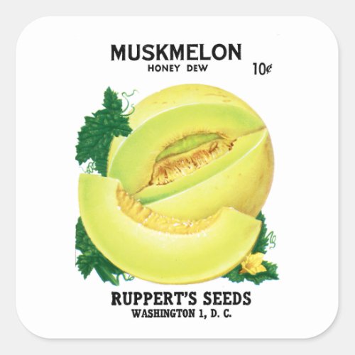 Muskmelon Honey Dew Seed Packet Label