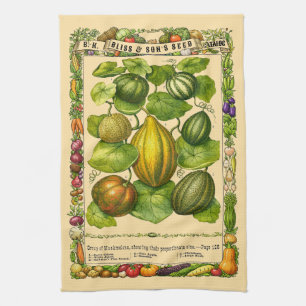 Muskmelon Retro Victorian Era Botanical Art Kitchen Towel