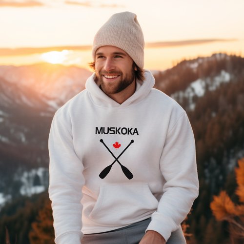 Muskoka Canada Crossed Paddle Oars Maple Leaf Hoodie