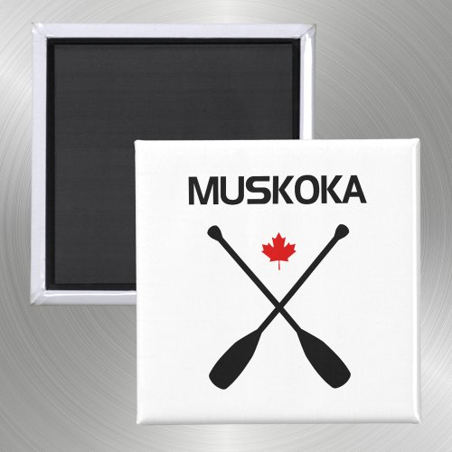 Muskoka Canada Crossed Paddle Oars Maple Leaf Magnet