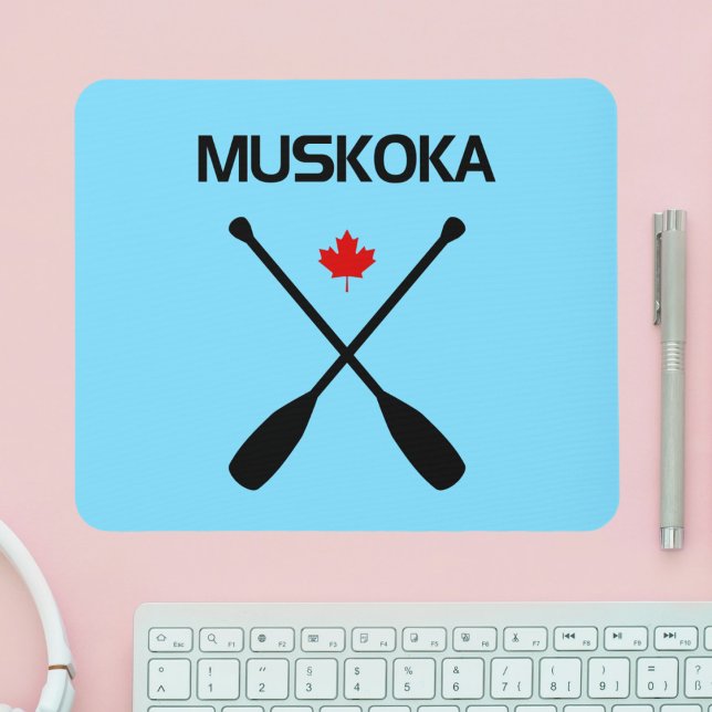 Muskoka Canada Crossed Paddle Oars Maple Leaf Mouse Pad (Creator Uploaded)