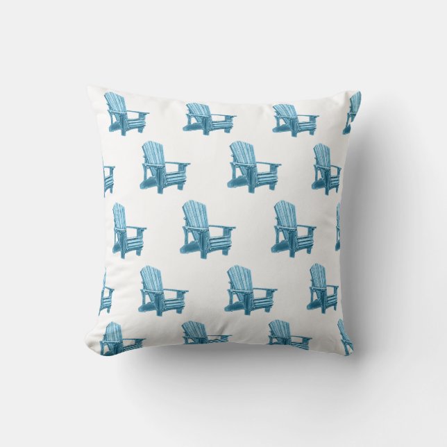Muskoka chair pattern in blue watercolor throw pillow (Front)