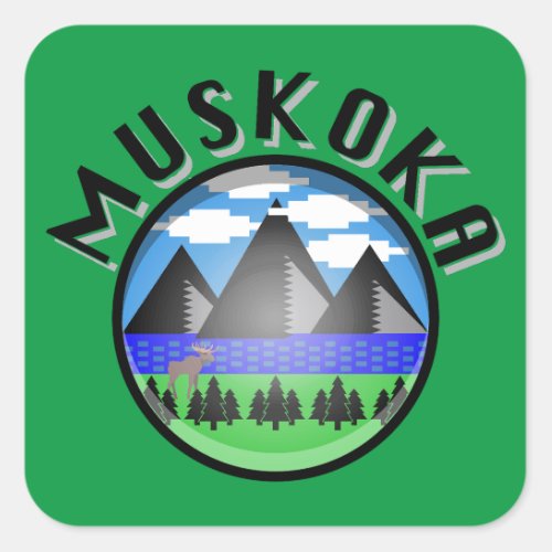 Muskoka Design Version 2 _ Beach Towel Square Sticker
