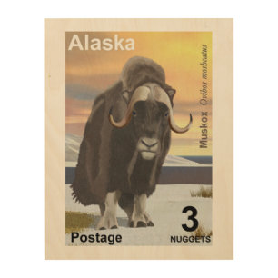 Muskox - Alaska Postage Wood Wall Art