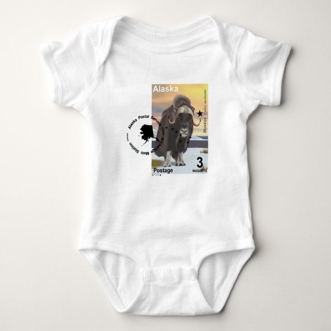 Muskox Stamp Souvenir Baby Bodysuit (Front)