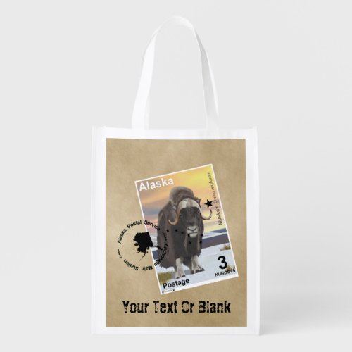 Muskox Stamp Souvenir Reusable Grocery Bag