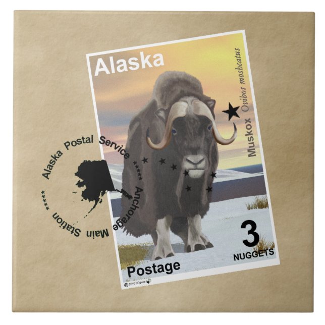 Muskox Stamp Souvenir Tile (Front)