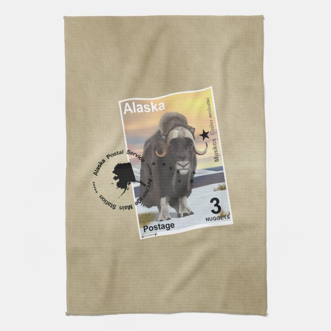 Muskox Stamp Souvenir Towel (Vertical)