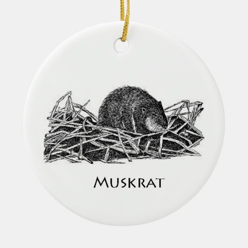 Muskrat Ceramic Ornament