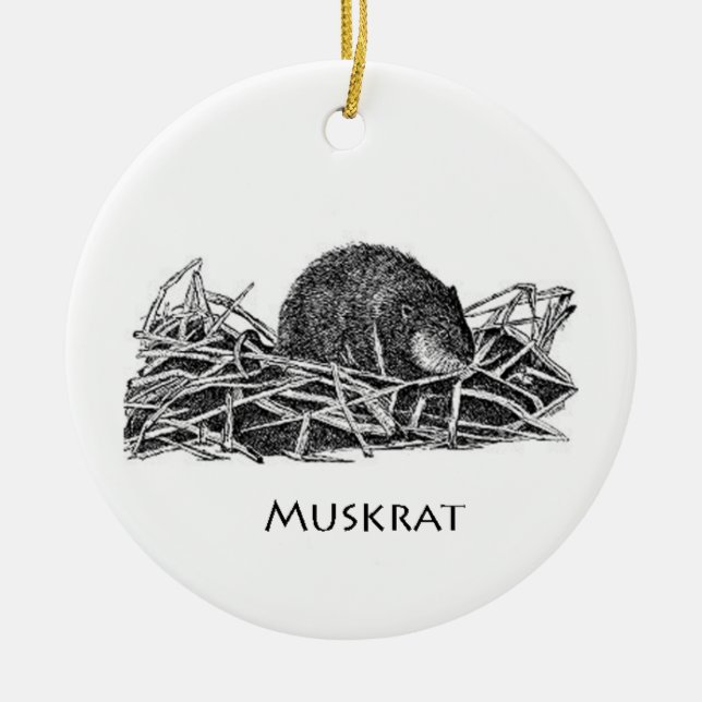 Muskrat Ceramic Ornament (Front)